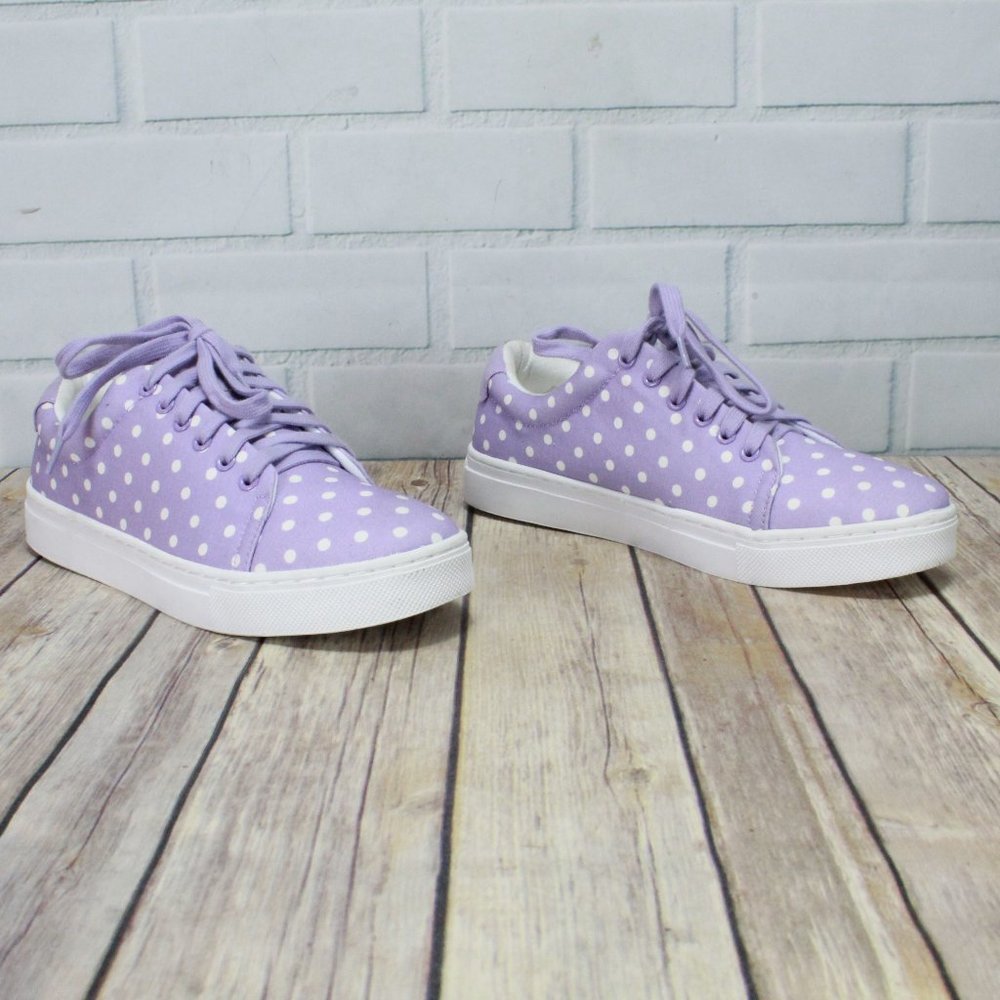Isaac Mizrahi Live Imjorina Purple Canvas Polka Dots Lace Up Sneakers Size 8.5 - Picture 3 of 10